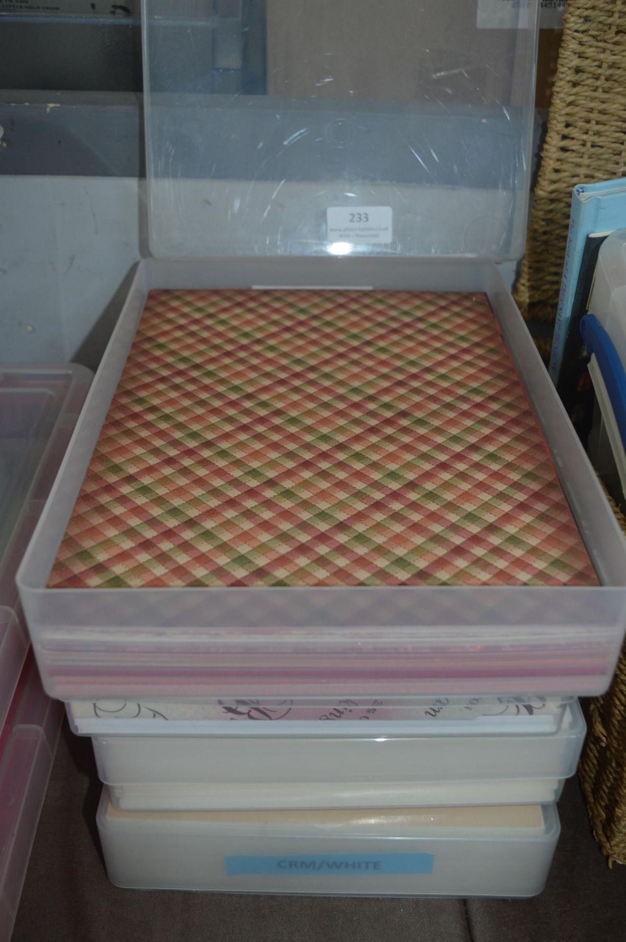 Four A4 Storage Containers of Decorative Papers an