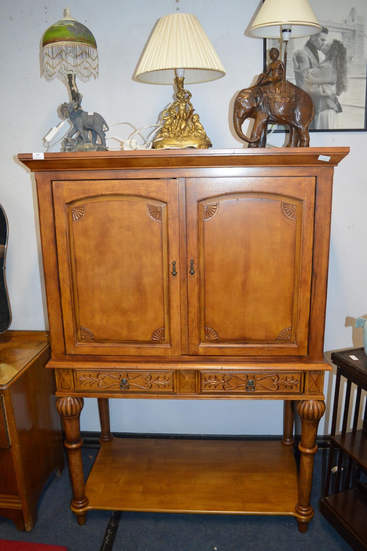 Large Hifi/Video Cabinet with Carved Detail