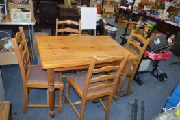 Pine Kitchen Table and Four Dining Chairs