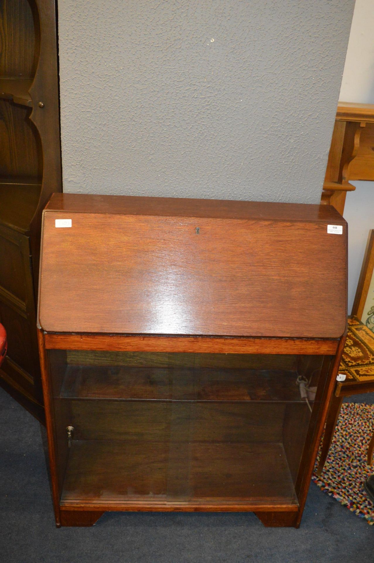 Glass Fronted Bureau Bookcase