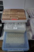 Two Storage Boxes of Rubber Stamps and a Box Conta