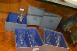 Three Boxed Sets of Stuart Crystal Wine Glasses