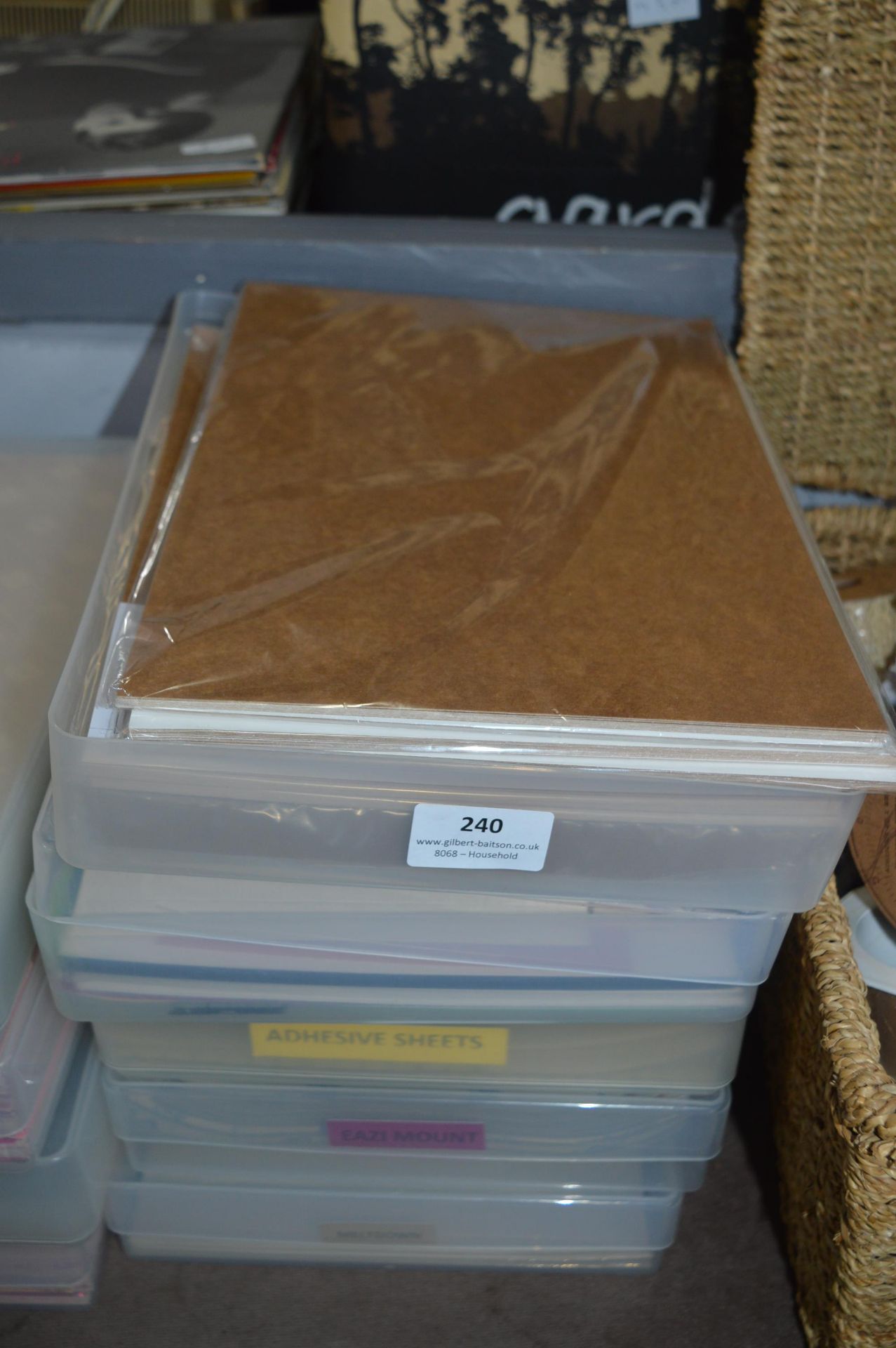 Five A4 Storage Boxes of Assorted Papers and Craft