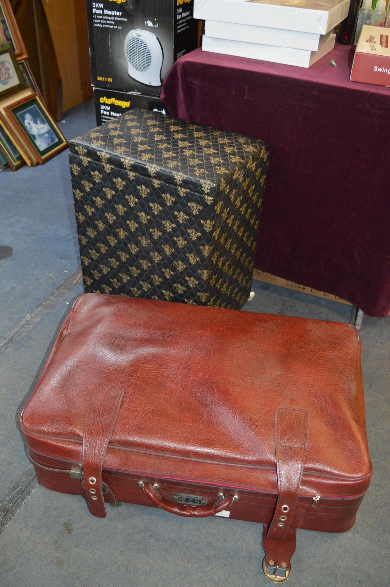 Two Part Luggage Set and a Linen Bin