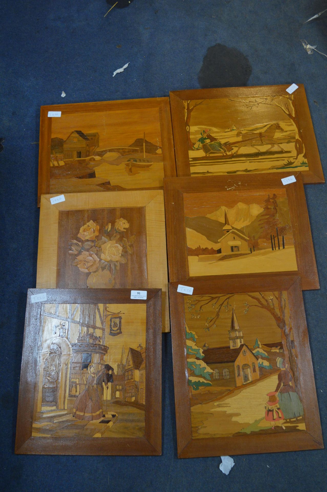 Six Marquetry Pictures