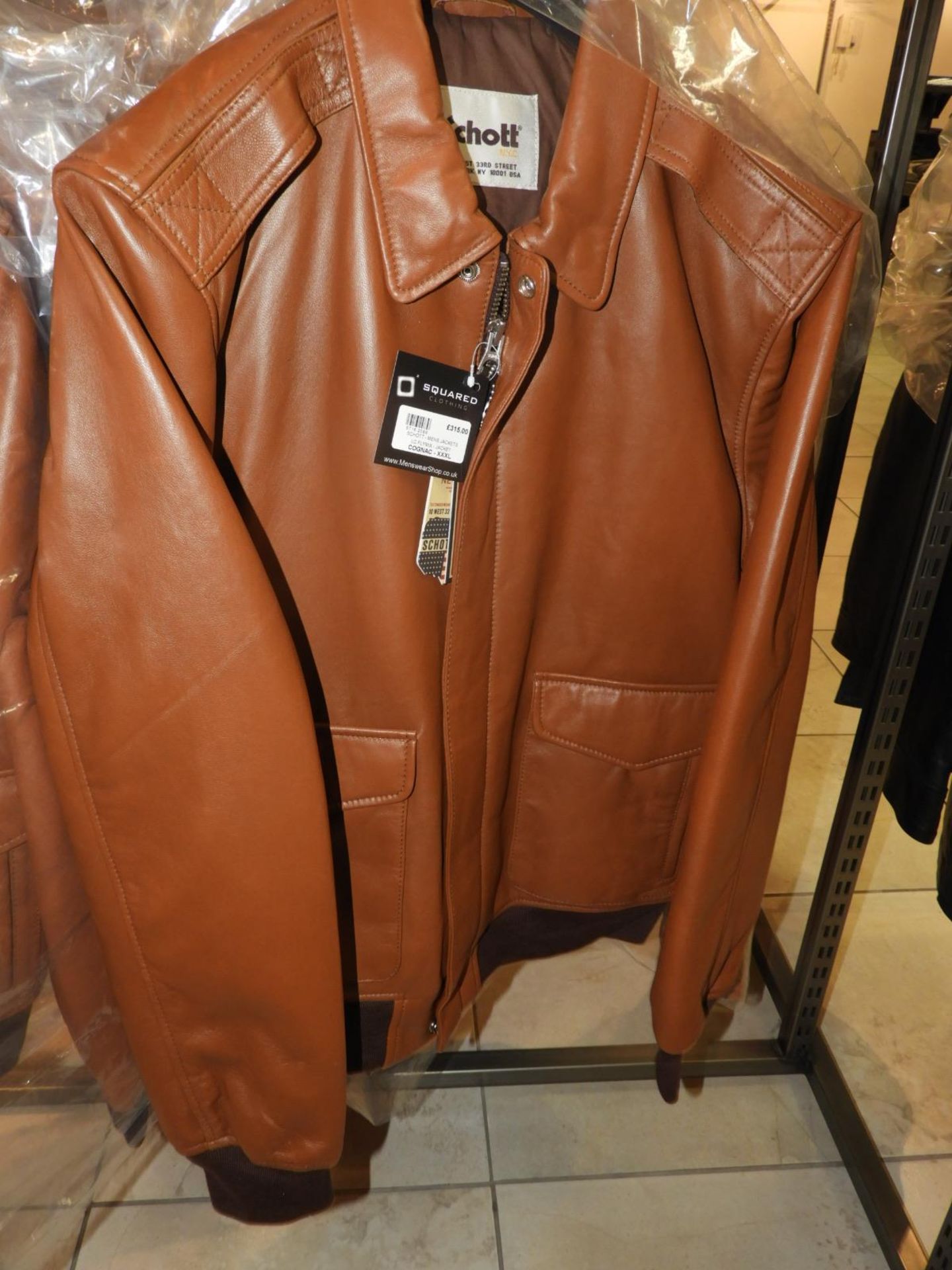 *Schott Mens Tan Leather Jacket Size: Large