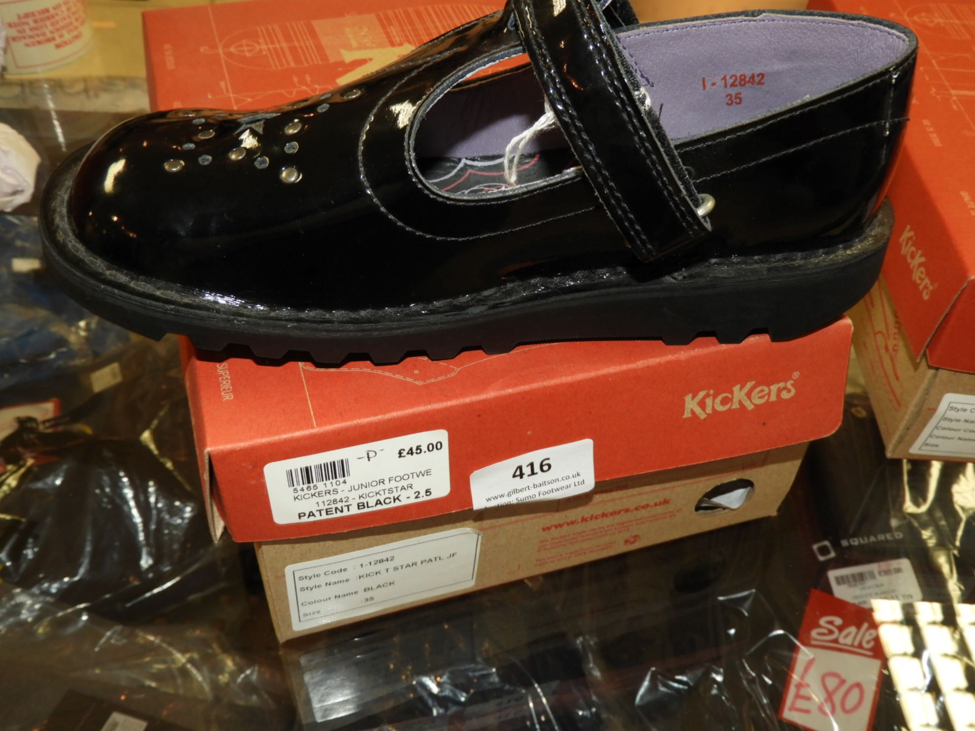 Pair of Childrens Kickers (Black Patent) Size: 2.5