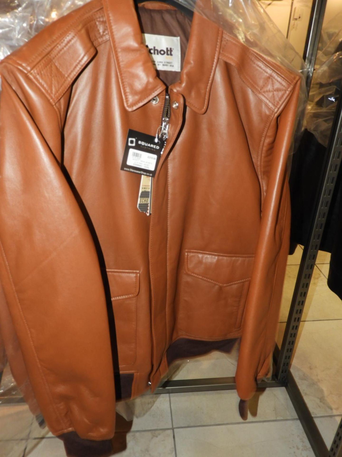 *Schott Mens Tan Leather Jacket Size: XXXL