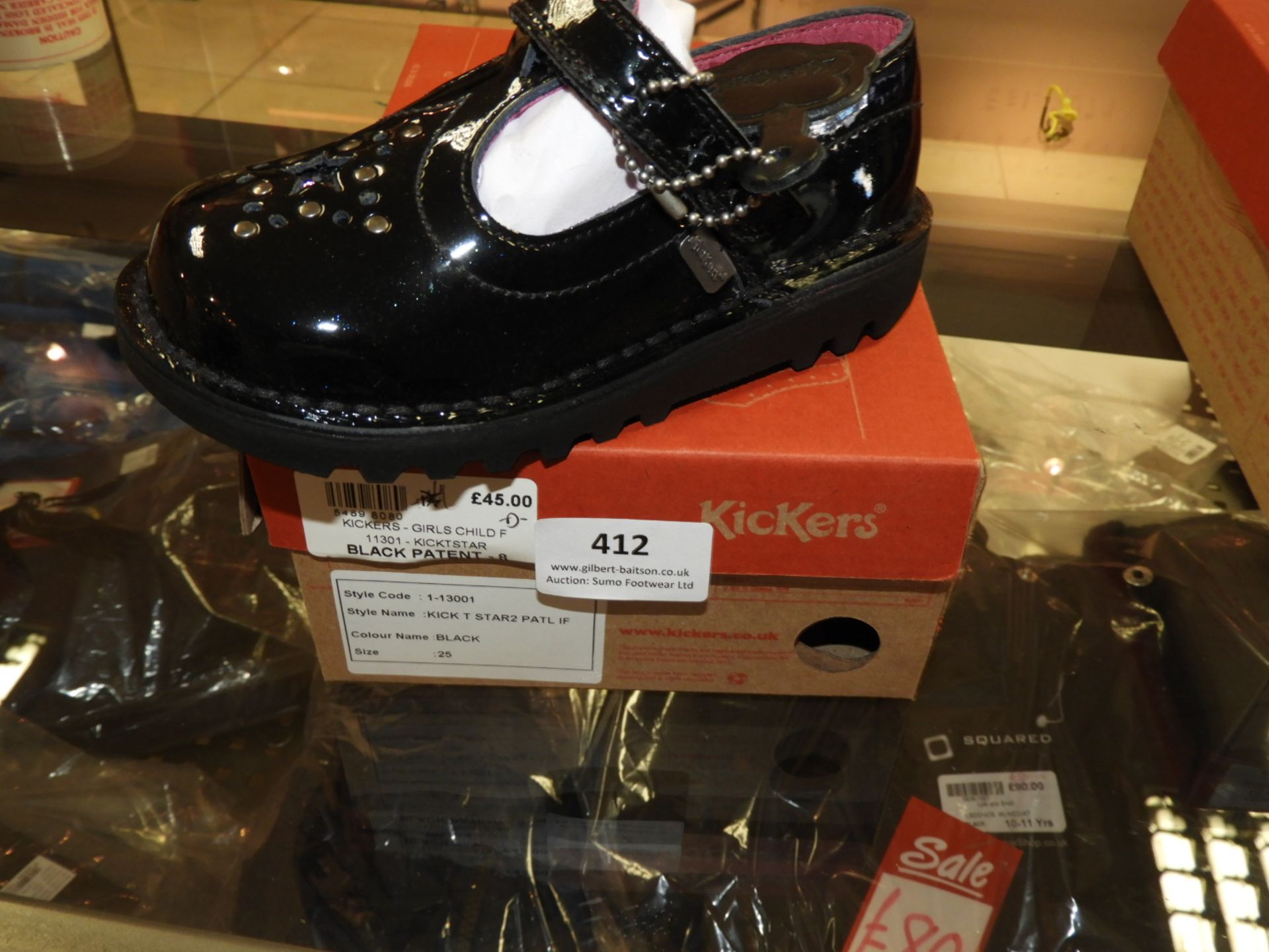 Pair of Childrens Kickers (Black Patent) Size: 8