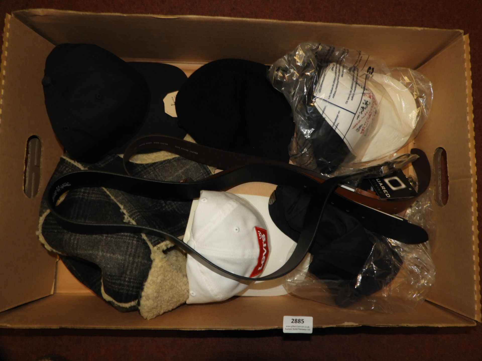 *Box of Six Assorted Designer Caps and Two Levi Be