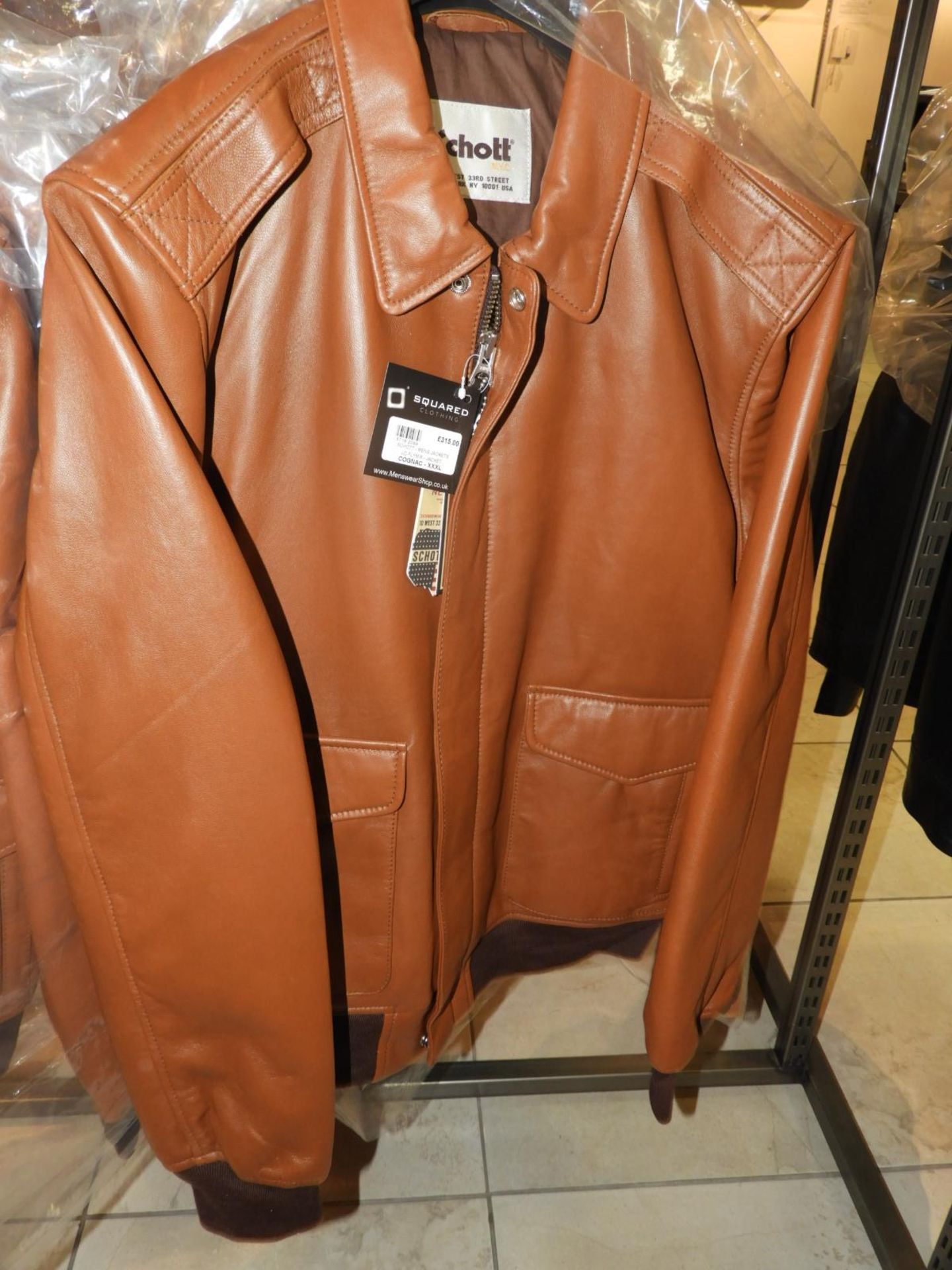 *Schott Mens Tan Leather Jacket Size: XXXL