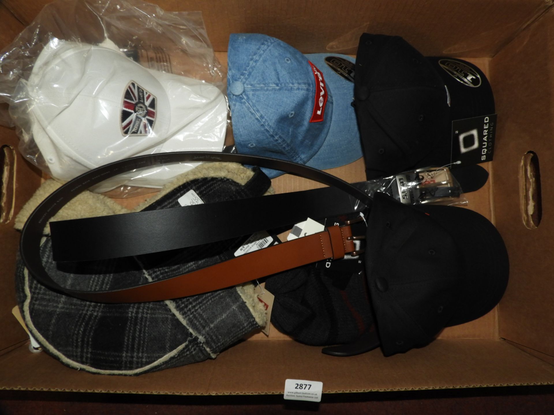 *Box of Four Levi Caps, One Timberland Hat, Levi B