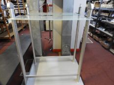 *Pair of Frosted Glass & Silver Display Stands