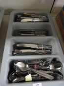 Tray of Stainless Steel Knives and Spoons