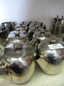 Ten Small Stainless Steel Teapots