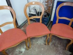 Three Upholstered Wood Framed Chairs