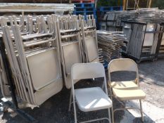250 Folding Gold & Brown Coloured Metal Chairs with a Number of Mobile Chair Racks