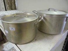 Two Large Aluminium Double Handled Pots