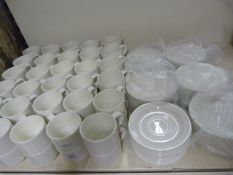 60 White Stacking Tea Cups with Saucers