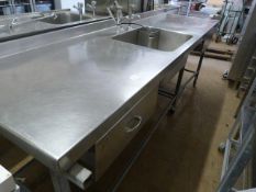 Large Stainless Steel Sink Unit with Drawers 260x7