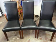Three Wood Framed Dining Chairs