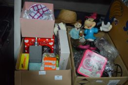 Two Box of Assorted Household Goods, Minnie Mouse,