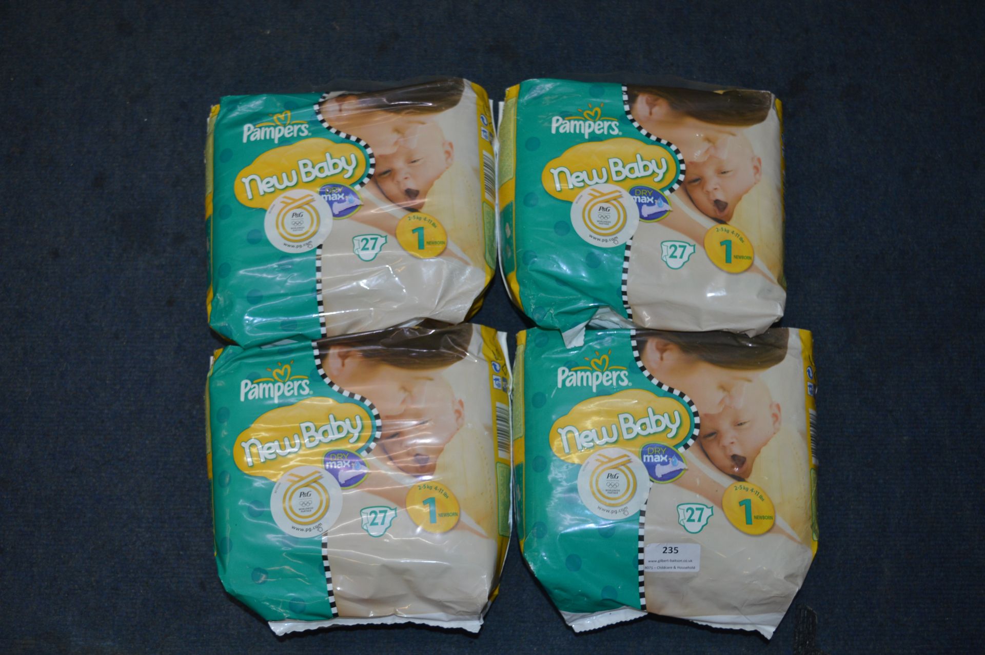 *Four Packs of Pampers New Baby Nappies