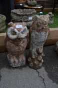 Pair of Garden Owl Ornaments