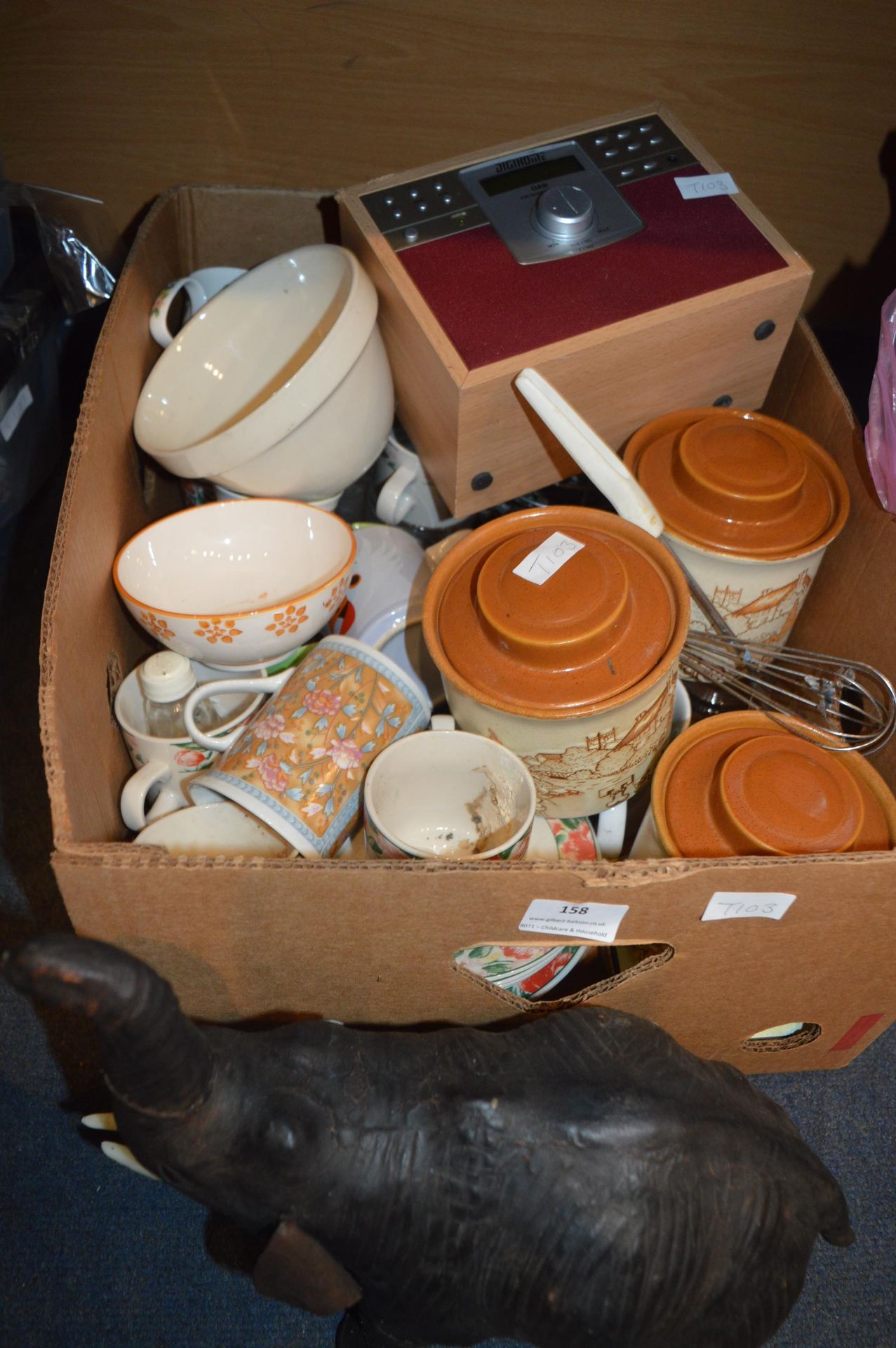 Assorted Kitchenware, Leather Elephant, etc.