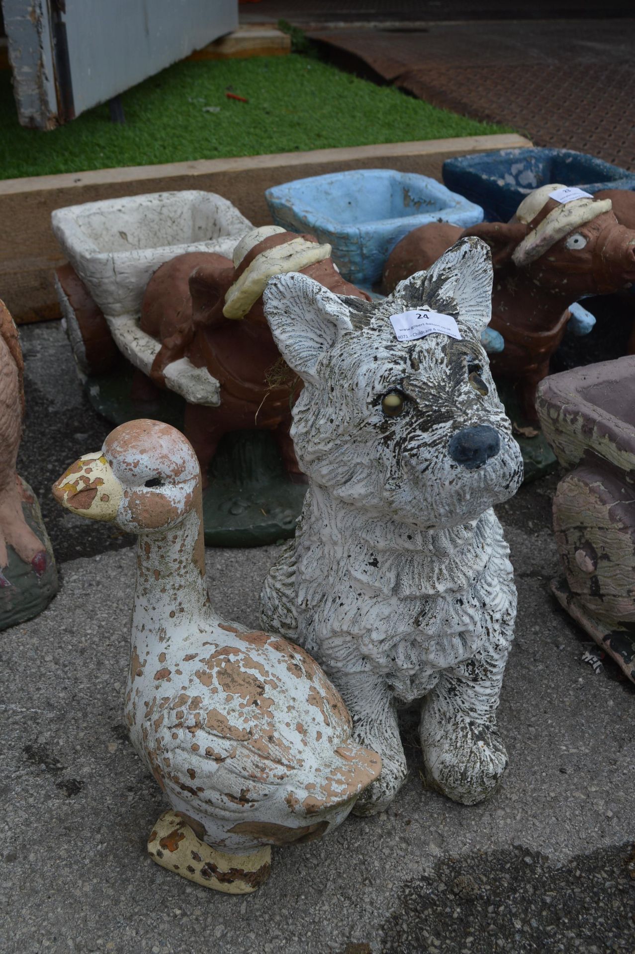 Garden Dog and Duck Ornament