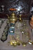 Assortment of Brassware, Decorative Kettles, Horse
