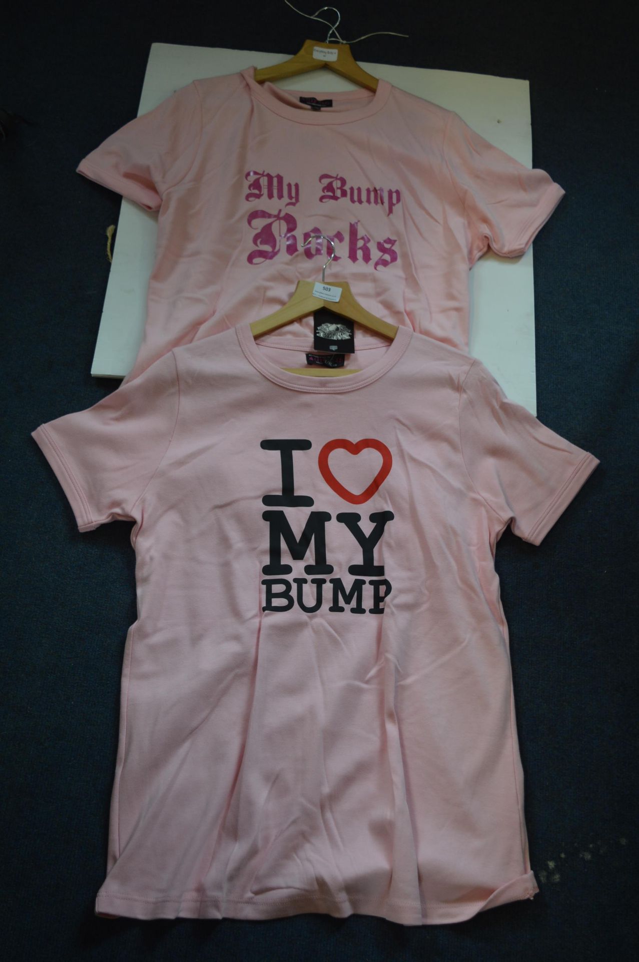 *I Love My Bump, My Bump Rocks Two Pink T-Shirts L