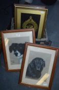 Box of Small Framed Prints, Dogs, etc.