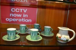 Honiton Puzzle Jug and Kontiki Coffee Cups & Saucers