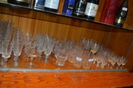 Large Number of Crystal Cut Glass; Wine Glasses, T