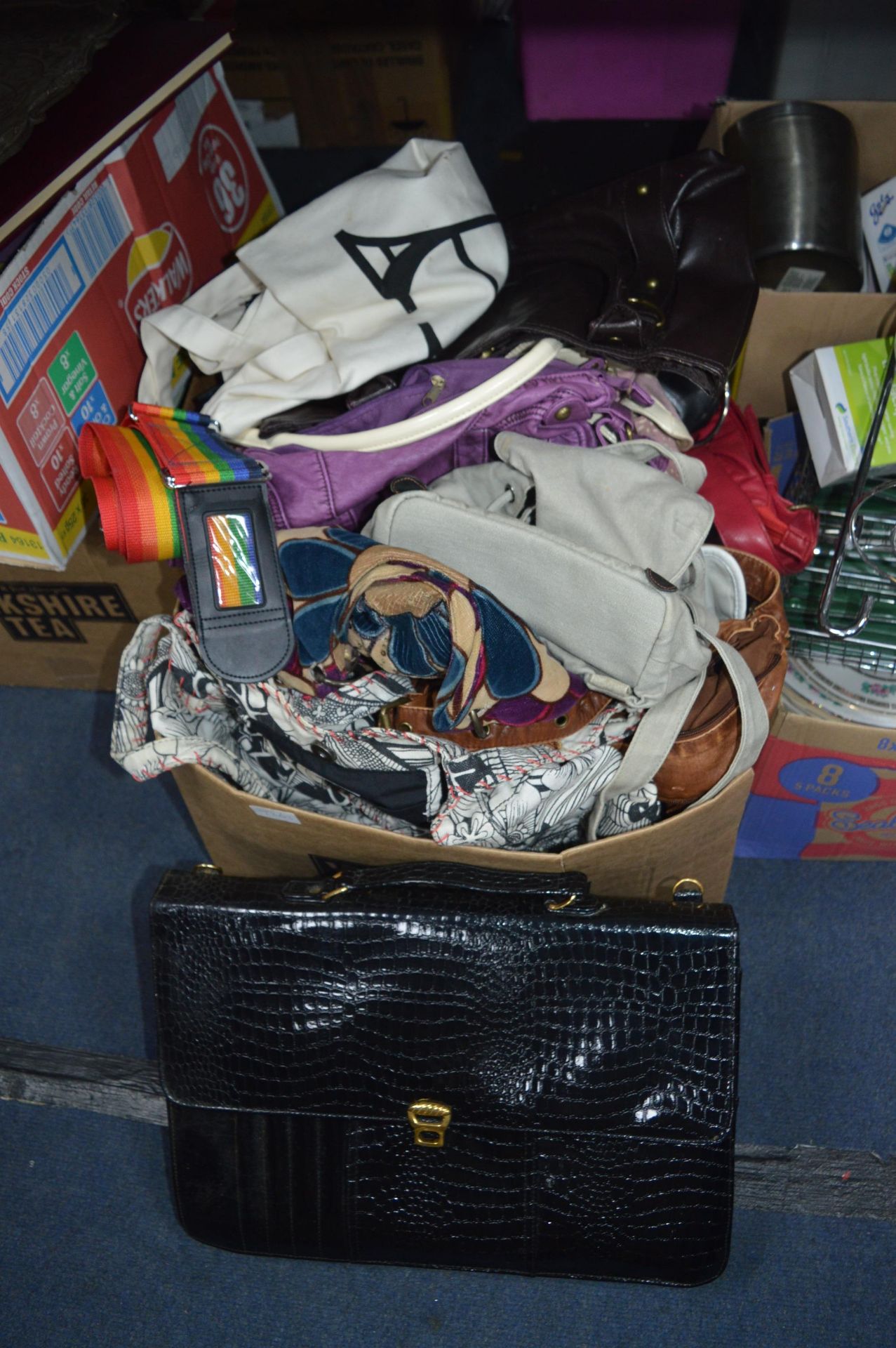 Large Box of Handbags, etc.