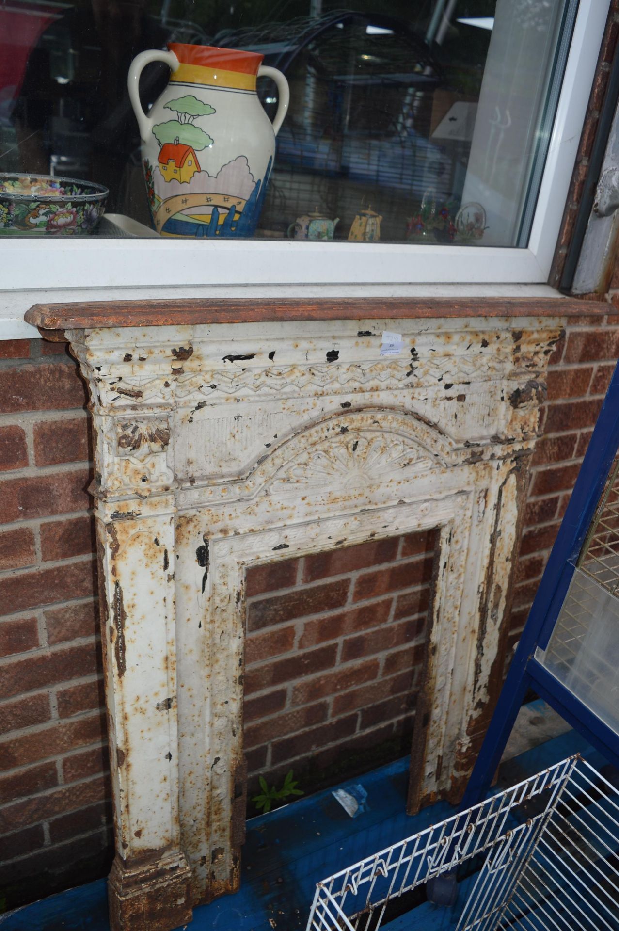 Painted Cast Iron Victorian Fireplace