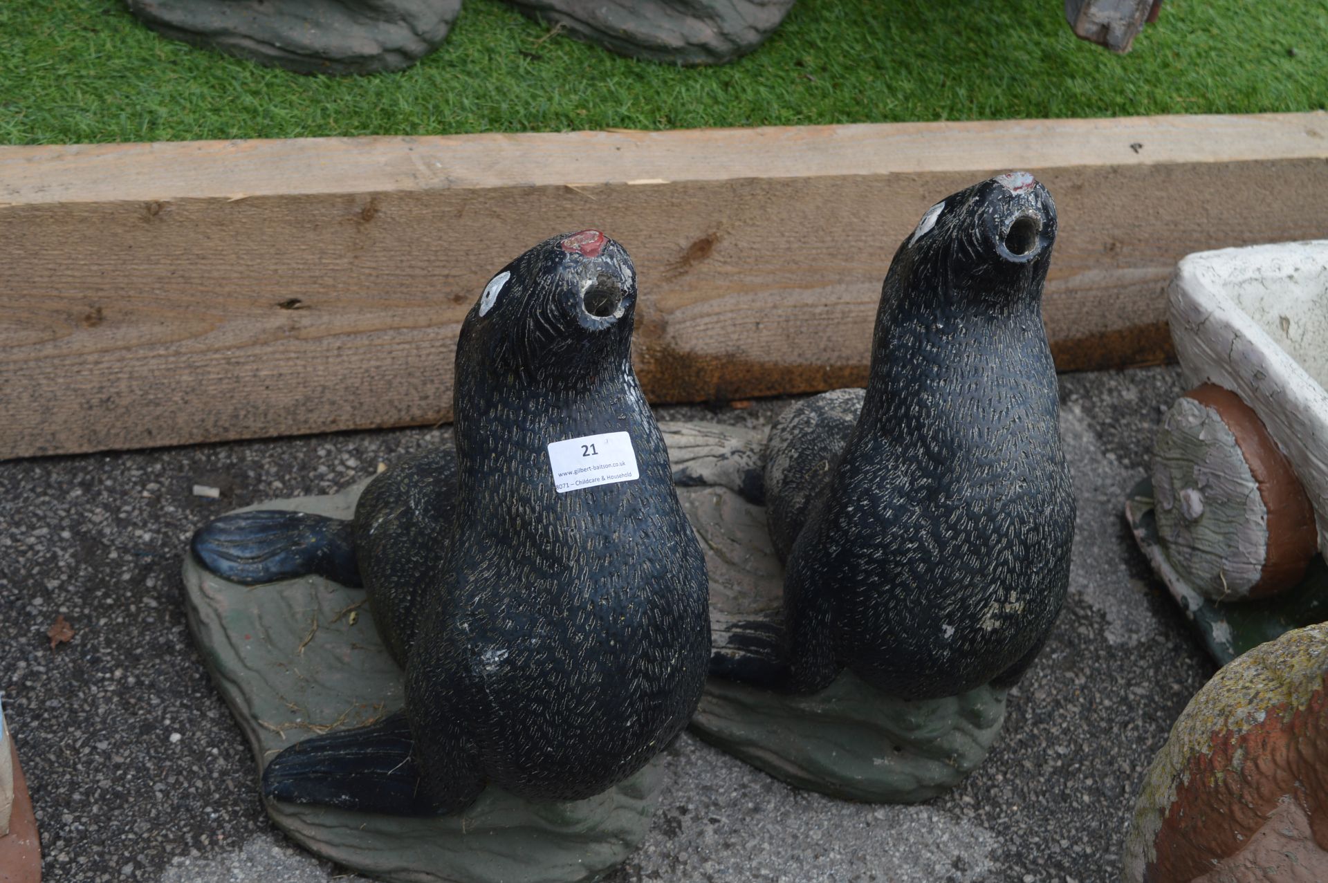 Pair of Seal Garden Water Features