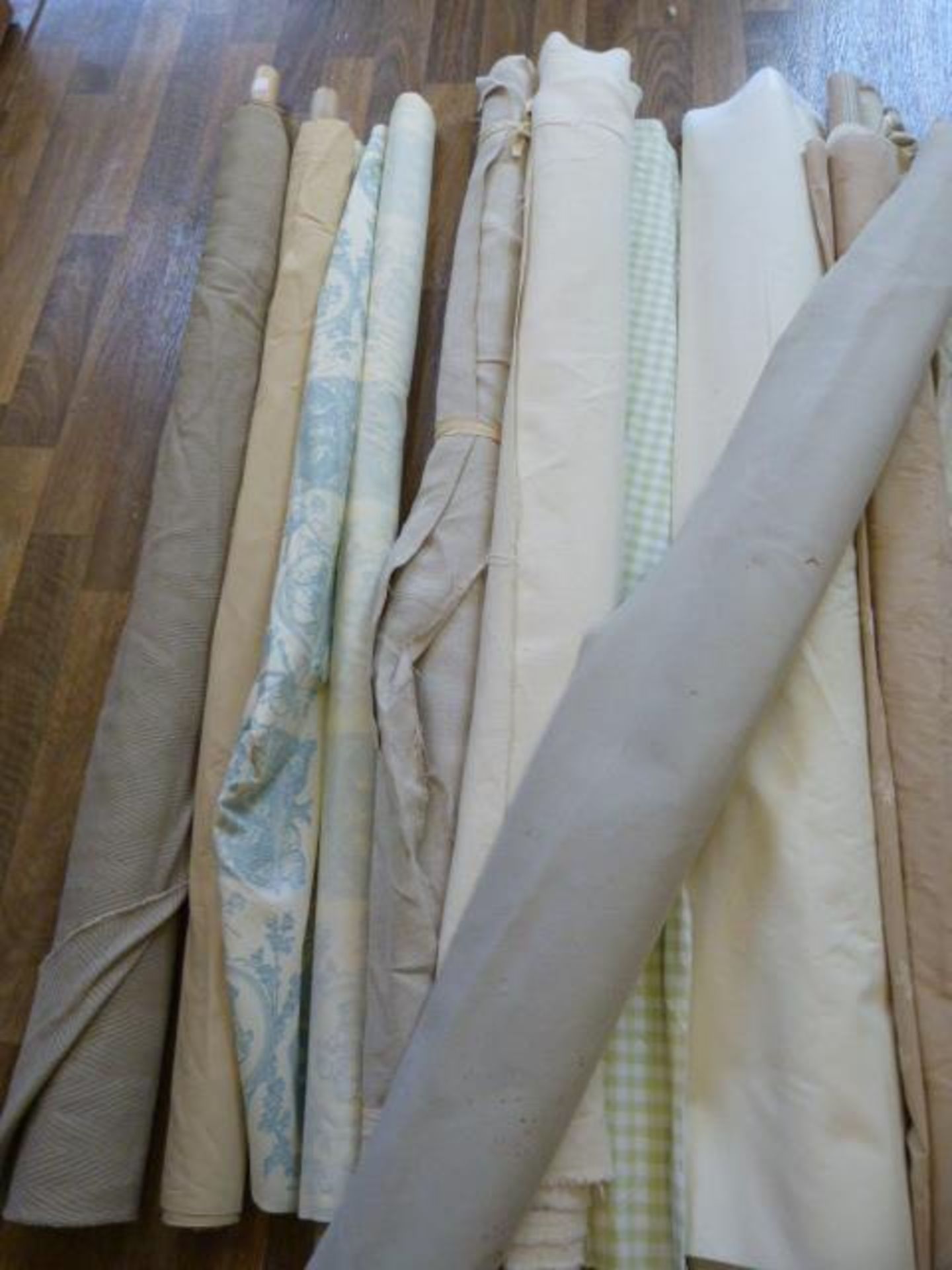 Ten Rolls of Assorted Fabrics (Widths ~4ft, Variou