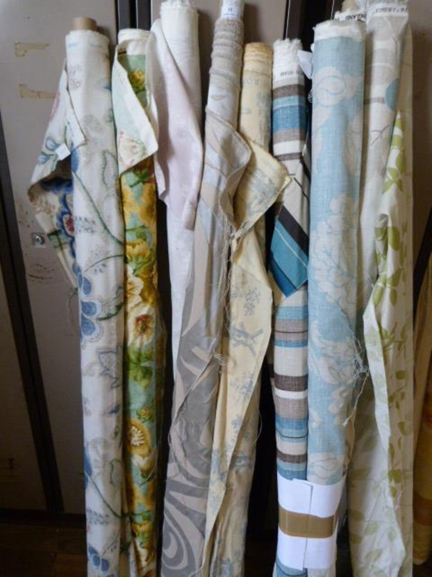 Ten Rolls of Assorted Fabrics (Widths ~4ft, Variou