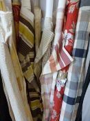 Ten Rolls of Assorted Fabrics (Widths ~4ft, Variou