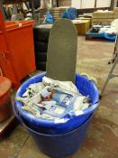 Two Plastic Tubs Containing Skateboard, De-Icer, e
