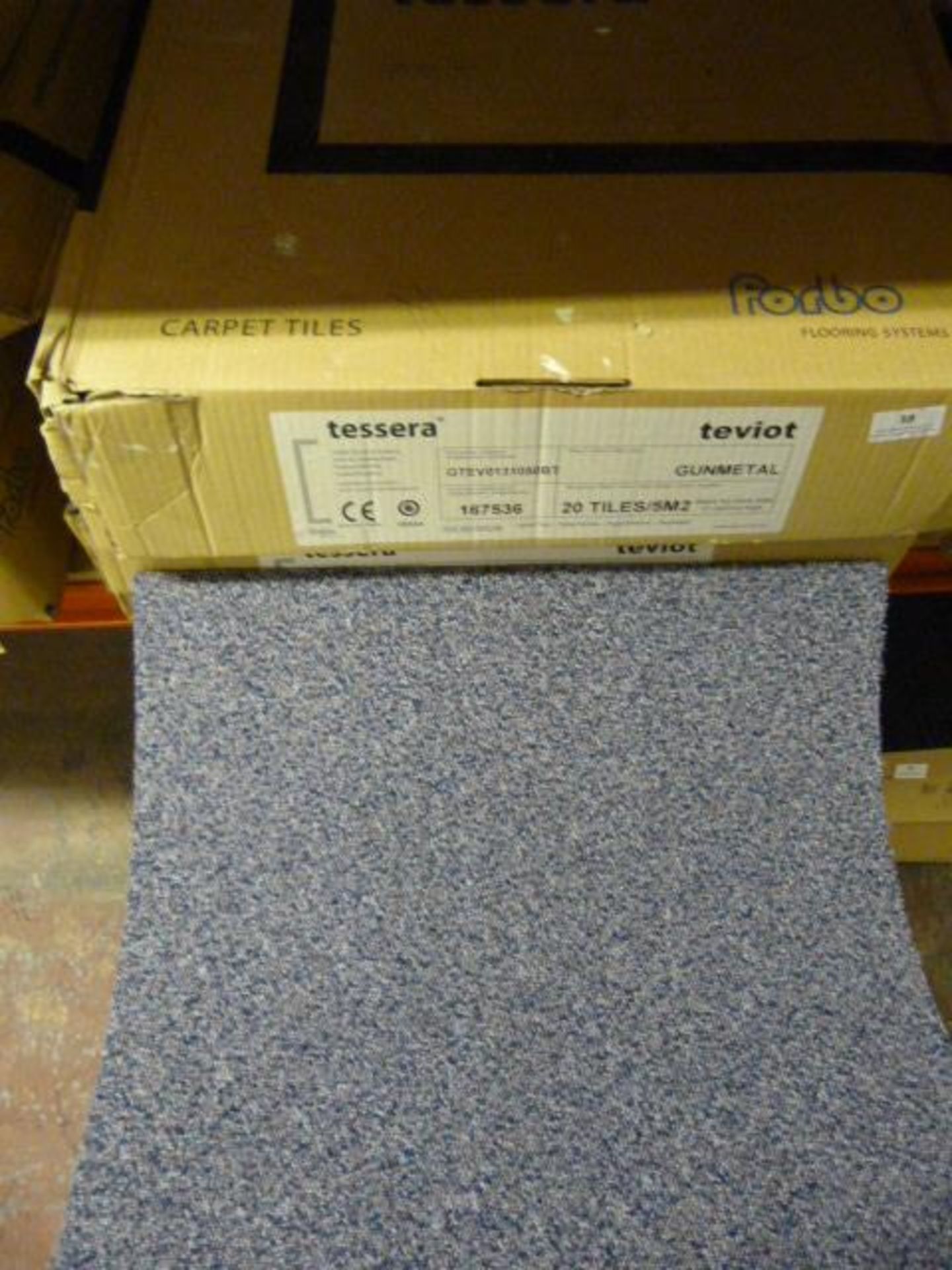 Two Boxes (5x5m Each) of Gunmetal Carpet Tiles