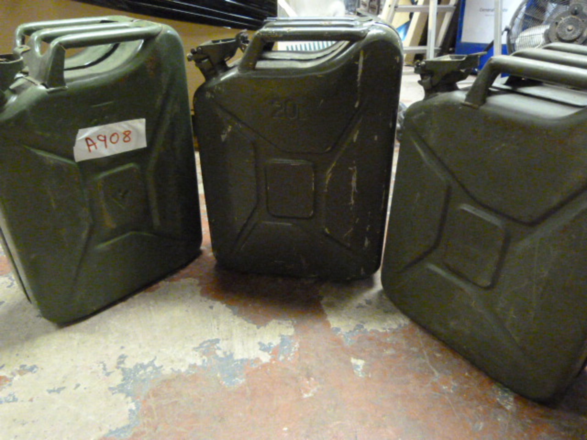 Three Metal 20L Jerry Cans