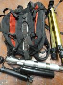 Backpack, Camera Tripod, Torch and a Small Telesco