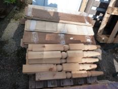 Small Pallet of Wood Flooring and Turned Pine Spin