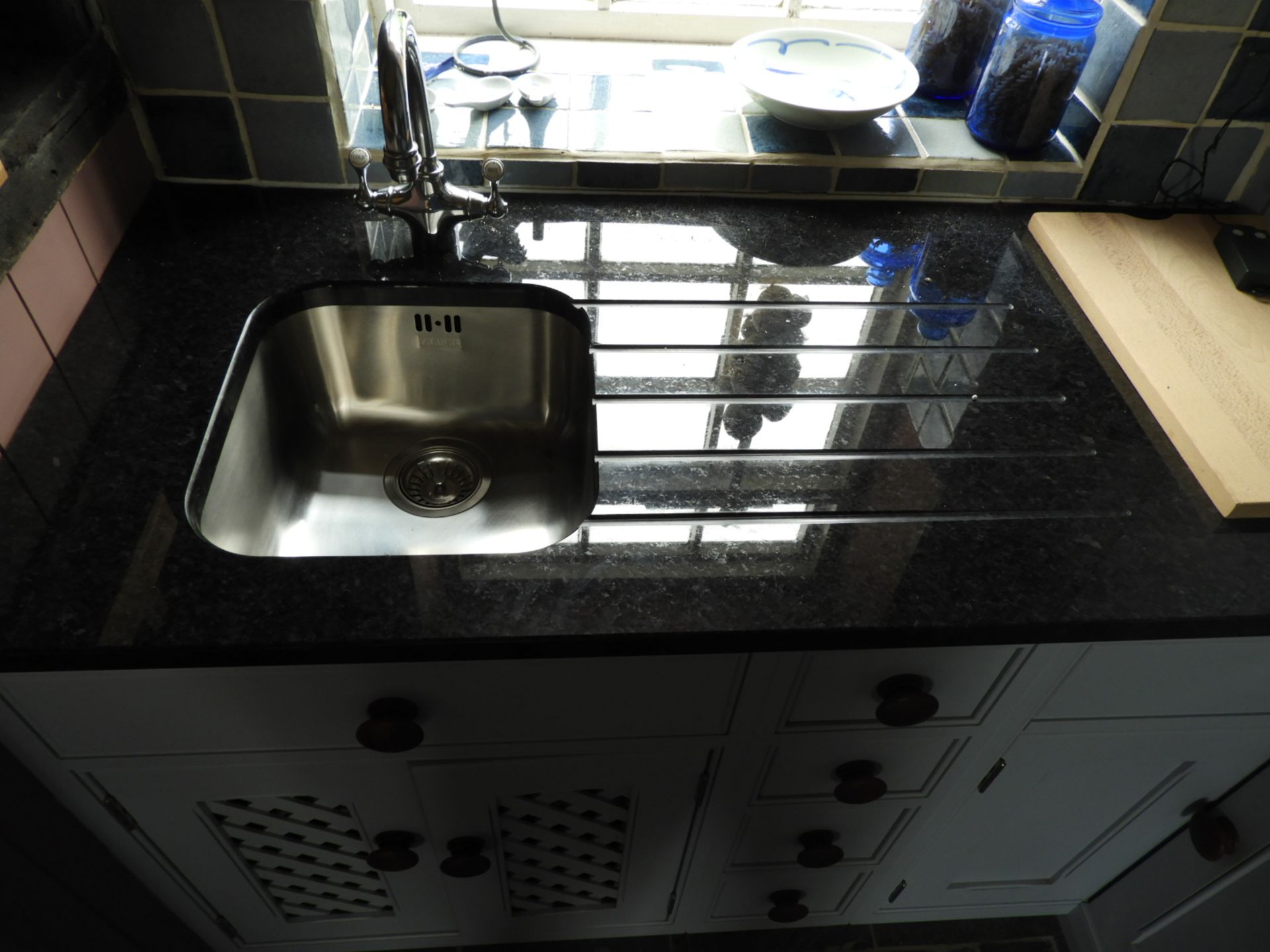 *Handcrafted Grey Painted Range of Kitchen Units with Black Granite Work Surface - Image 3 of 3