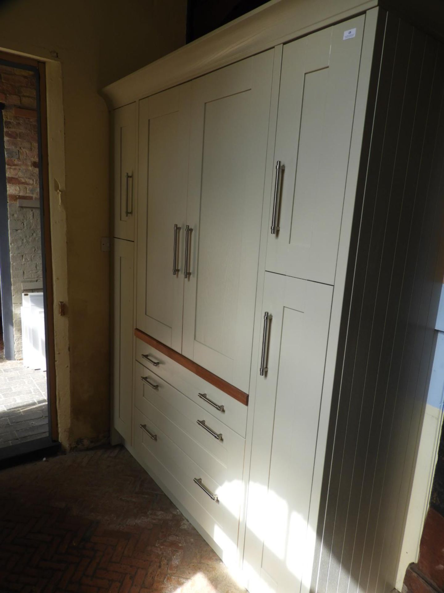 *Larder Storage Unit with Cupboards & Drawers, and Brushed Stainless Steel Handles