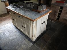 *Handcrafted Tile Topped Corner Unit with Integrated Refrigerator