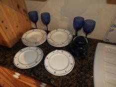 *Blue & White Pottery, Glassware and Enamel Teapot